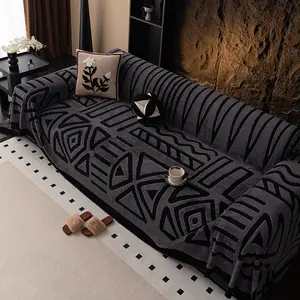Bohemian Style Geometric Patterns Plush Sofa Cover, Soft, Cozy and Durable Couch Blanket, Decorative Home Furniture Accessory for Living Room