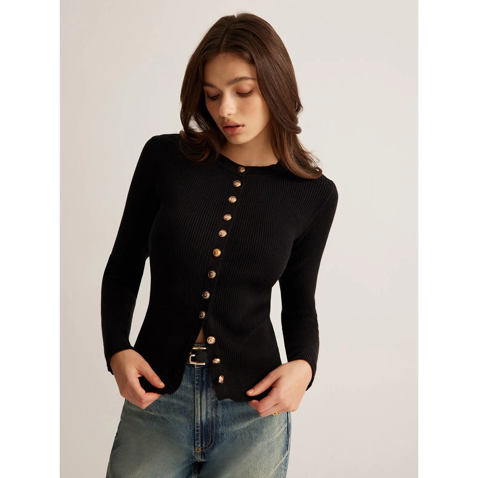 Button Down Skinny Knit Top Button Down Skinny Knit Top