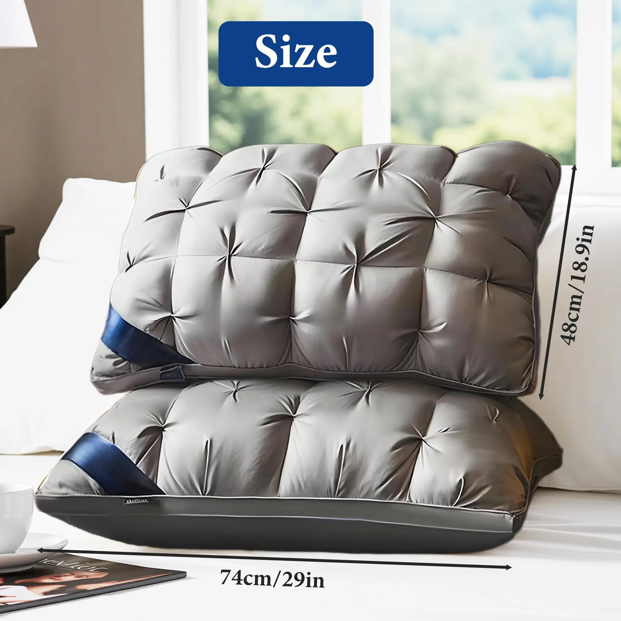 【Summervibes】Raybee Luxury 5-Star Hotel Quality Pillows ,Neck Support Pillows In Full & Queen Size,High Quality Fiber Filling, Cooling Pillows for Your Bed,Sofa,Couches ,Fluffy Pillows for Neck Pain,Couple pillow,Ideal Gift