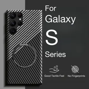 For Galaxy S25/s24/s23/s22/s21 Ultra Plus Case, Carbon Fiber Design, Wireless Charging Compatible, Magnetic Safe, Matte Finish, Shockproof