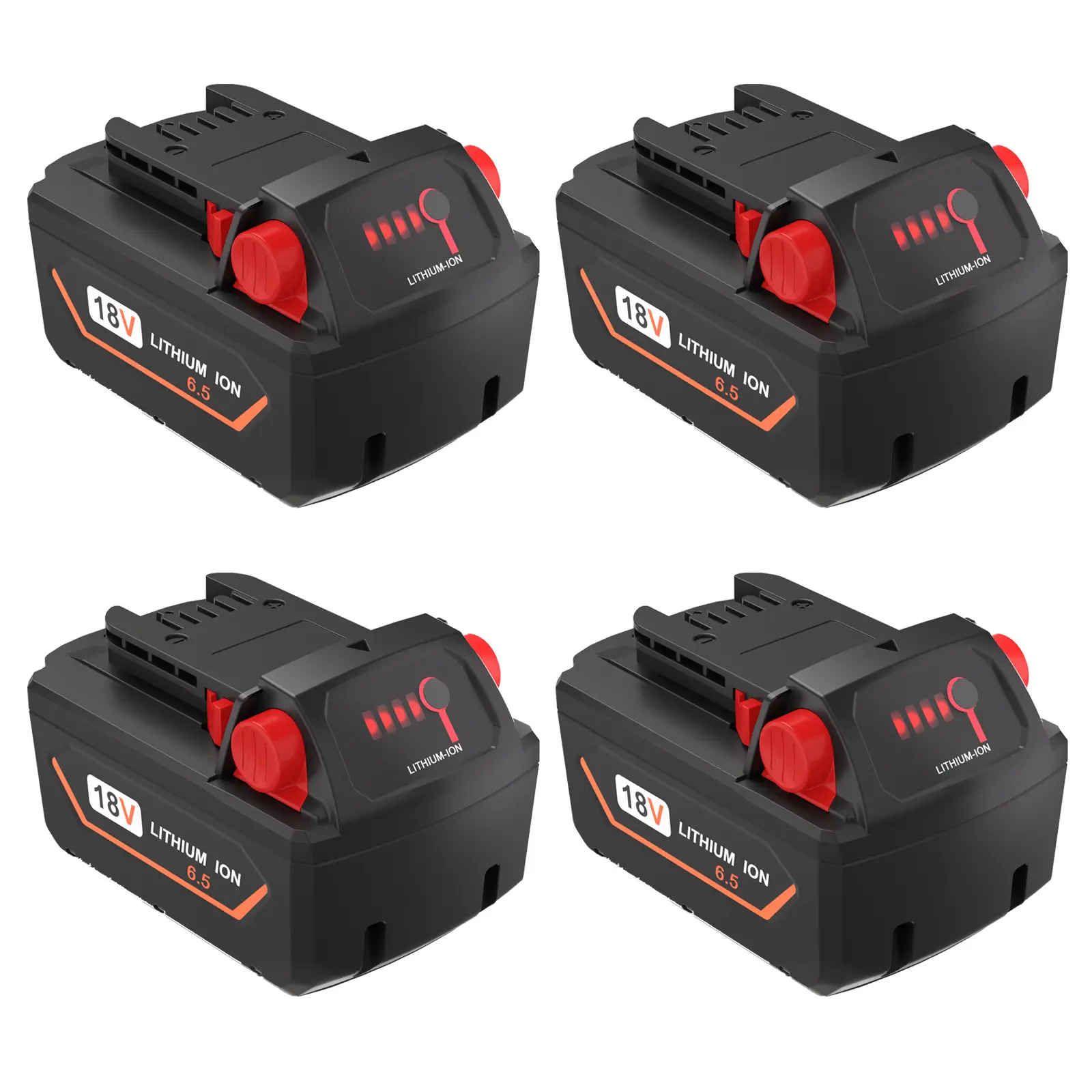 6.5Ah 18V Replacement Battery for Milwaukee ΛΛ18 Battery, Lithium Battery Compatible with Milvvaukee  ΛΛ18 18V 48-11-1815, 48-11-1820, 48-11-1840, 48-11-1850, 48-11-1860 Cordless Power Tools, 4 Packs