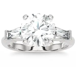 Certified 2 5/8Ct 3-Stone Baguette Diamond Engagement Ring 14k Gold Lab Grown