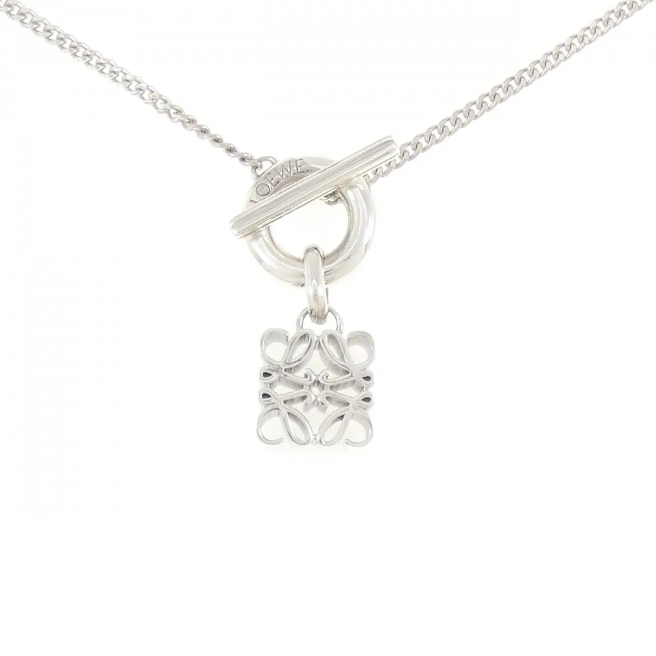 Pre-owned Loewe Sterling Silver 925 (Ag925) Small Leather Goods 925 Silver Necklace