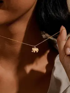 Mini Elephant Pendant Necklace - Dainty 18K Gold Plated Layering Chain - Exquisite Trendy Pendant - Minimalist Animal Jewelry for Women - Elephant Design Pendant