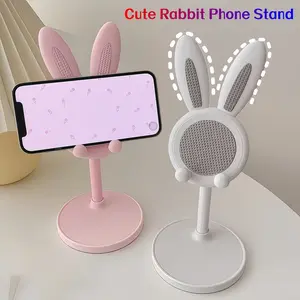 Adjustable Height Phone Cellphone Stand, Plastic Desktop Holder Mount with Non-Slip Pad, Portable Extendable Compact Smartphone Support, Compatible with All Phones