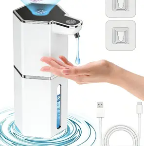 Automatic liquid soap dispenser, 12 oz contactless foaming liquid soap dispenser, USB rechargeable, 4 adjustable levels, waterproof design, kitchen tool, home essential handheld wall-mounted liquid soap dispenser for bathroom/restroom use