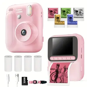 New Children Instant Mini Pocket Digital Camera 1080P Video Resolution, Includes Multiple Color Papers, 32GB Memory Card & Reader, Suitable for Kids & Teens
