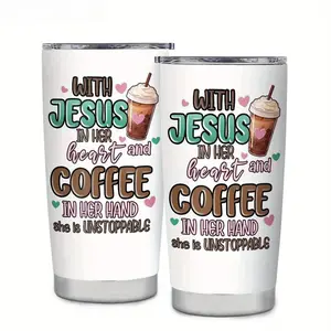 1pc 20oz Portable Water Bottle with Straw Lid, 3D Printed Christian Inspirational Bible Verse Tumbler, Leakproof Slip Grip, Reusable Insulated for Hot/Cold Drinks, Faith-Based Gift Flasks Bottled Mug Drinkware