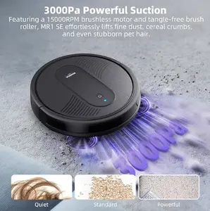 Sweep&Mop Robot vacuum 3.2inch ultral-slim body ,VOICE CONTROL Quiet cleaning ,Flexible obstacle avoidance, 140 mins Long batterery life