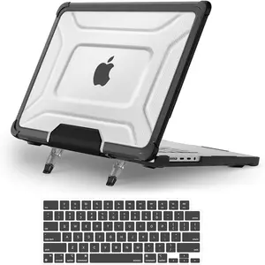 MOSISO Compatible with MacBook Pro 16 inch Case 2025-2021 M4 M3 M2 M1 A3403 A3186 A2991 A2780 A2485,Full Protection Shockproof TPU Bumper Dots Plastic Hard Case with Foldable Stand&Keyboard Skin
