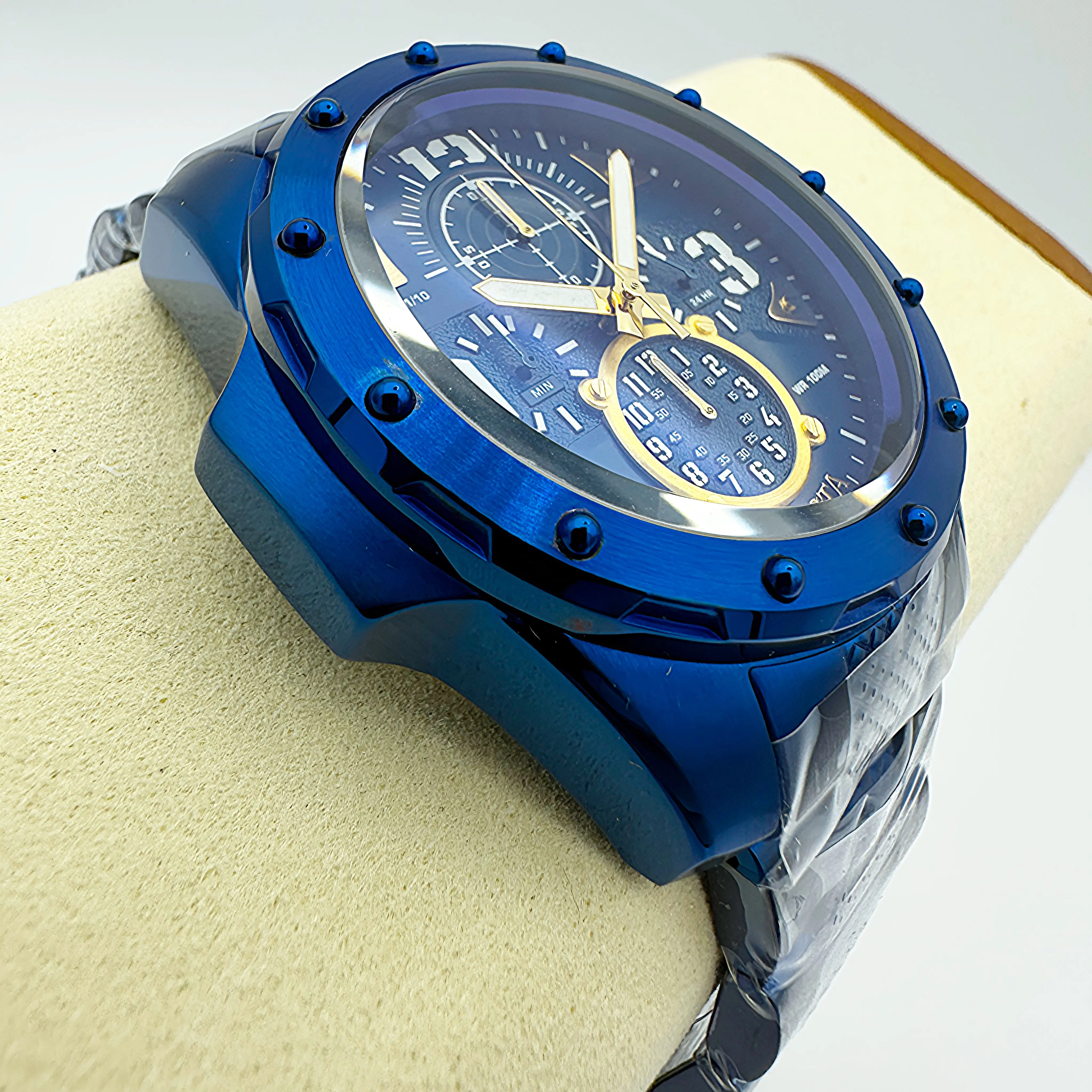 Invicta Coalition Forces Men's Stylish Masculine Multi-Function Glow-in-the-Dark Blue Quartz Watch - 42mm Dial, Blue Ionized Bracelet, Stylish Watches, Blue Quartz Watches