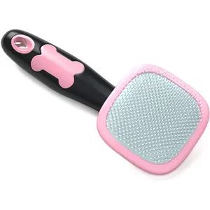  Slicker Brush for Dogs & Cats – Rotating Grooming & Deshedding Tool (Pink)