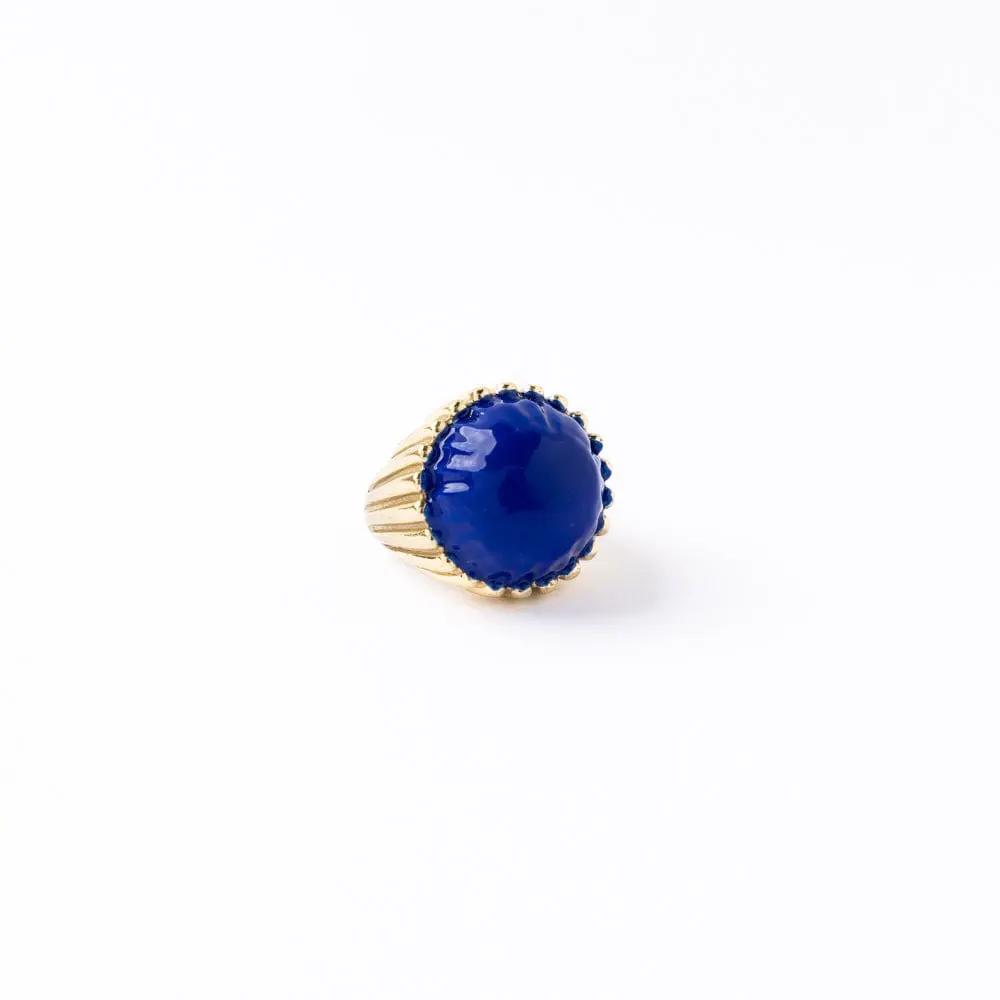 Isabella Enamel Cocktail Ring Blue - Adjustable Size