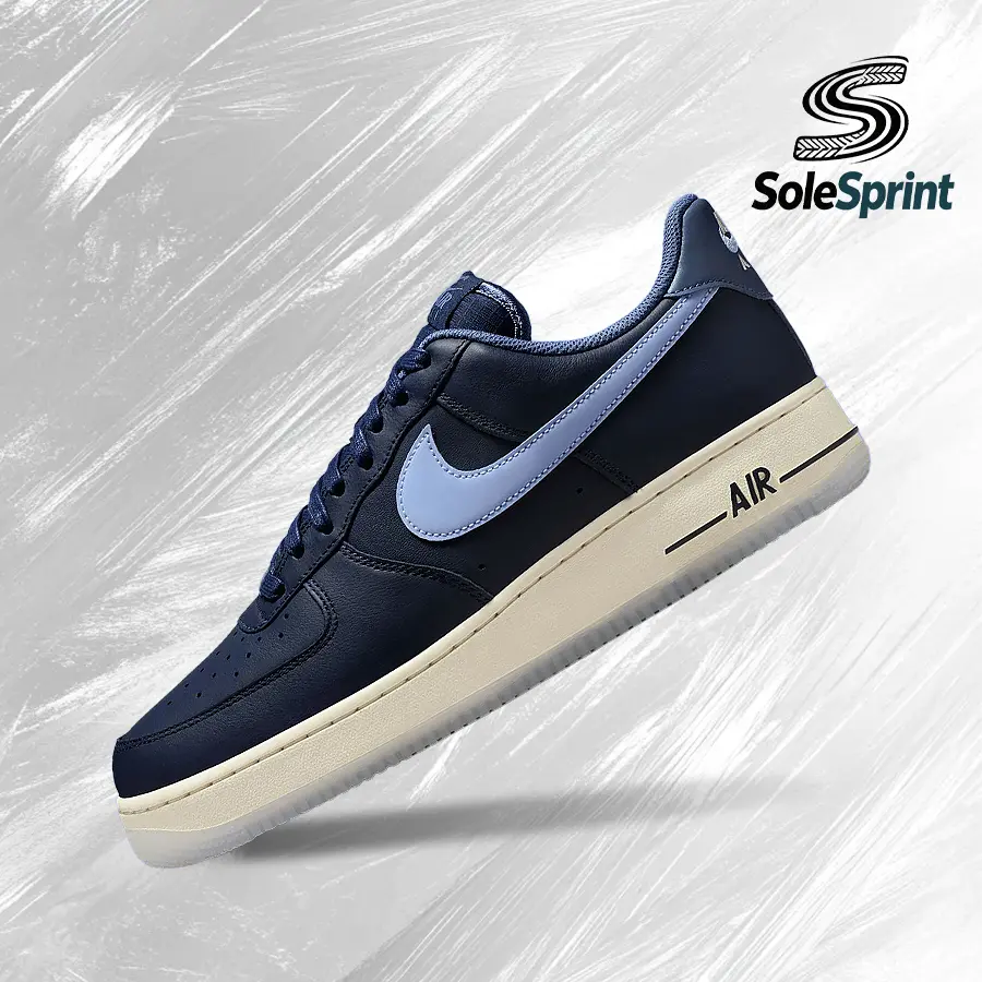 NIKE Men's Air Force 1 Low '07 Obsidian Diffused Blue Sneaker - Vintage Design, Shock-Absorb Foam Comfort, Back-to-School, Gym Use, IM6600-451, Classic Athletic Casual Footwear