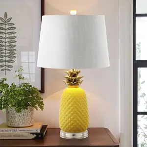 JONATHAN Y Pineapple Ceramic LED Table Lamp , for bedroom, living room, foyer, hallways, dining room, dorms