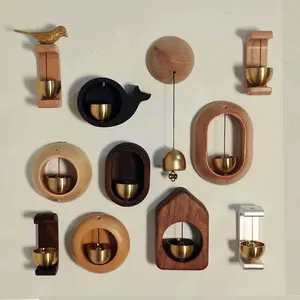 Magnetic Wooden Wind Chime Doorbell Decoration Shopkeepers Bell for Door Opening C Shape for Housewarming Gift Refrigerator Room Garden Restaurant (Black Walnut)Shopkeepers Bell for Door Opening Magnetic Wood Doorbell,Cute Cartoon Bird Design Chimes