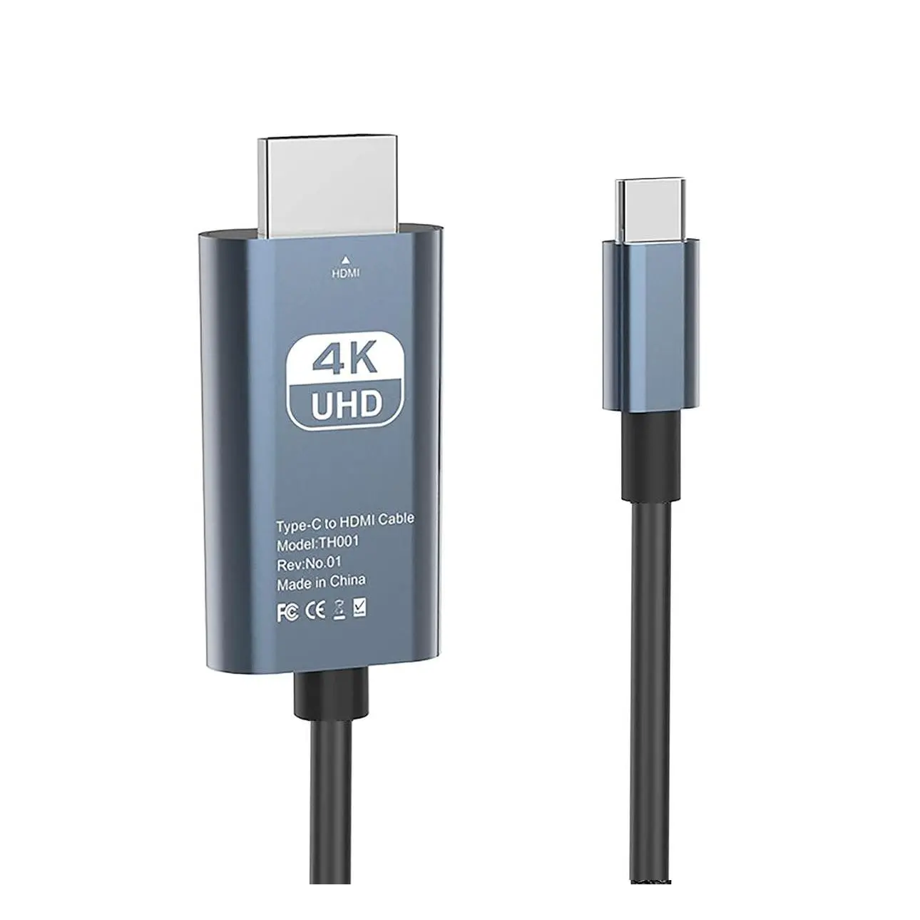 USB C to HDMI Cable 6.6ft 4K@30Hz USB Type-C to HDMI Adapter Thunderbolt 3/4 HDMI Adapter for Laptop MacBook Pro/Air, Galaxy/Monitor, iPhone15 Pro max, Dell XPS, Surface, Ipad Pro Plug Port
