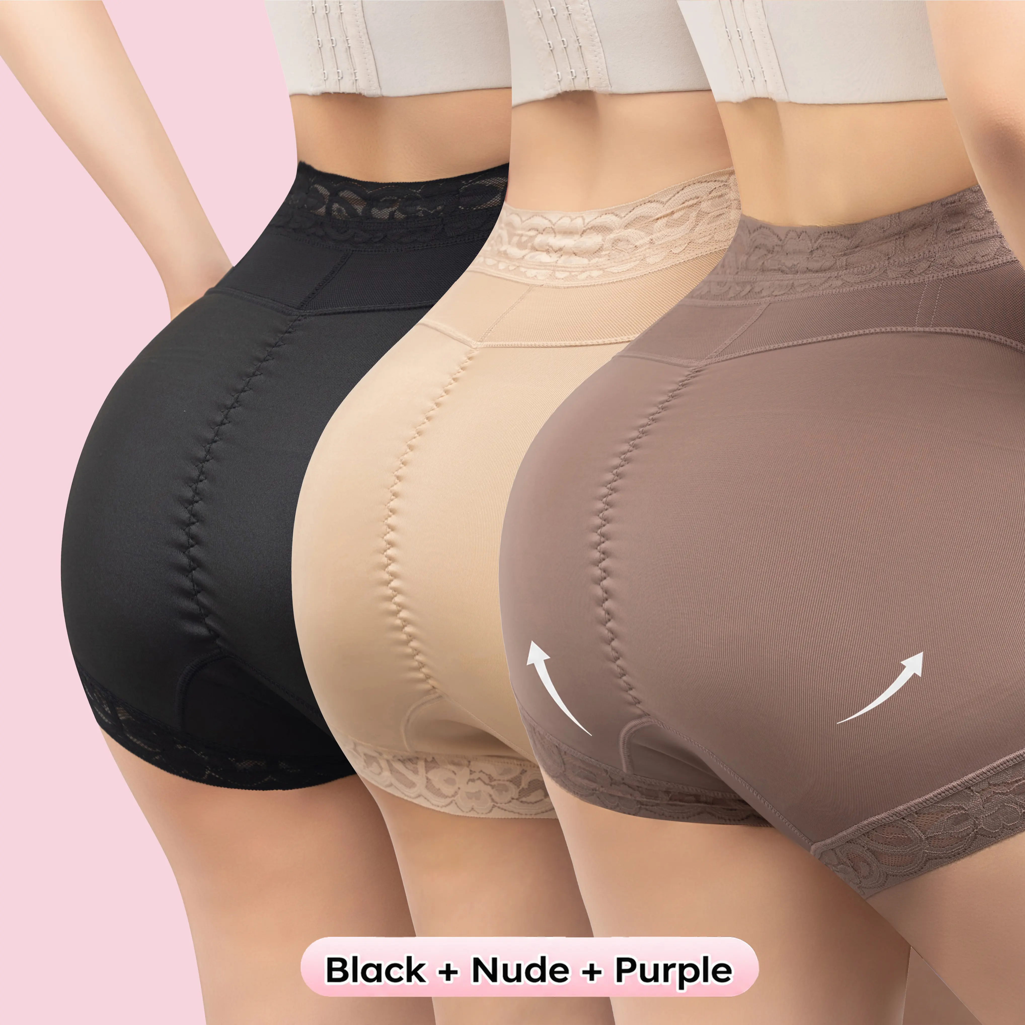 Women's Shapewear Shorts High Waisted Tummy Control Boyshort Panties, Butt Lifting Seamless Underwear with Lace Trim and Silicone Grip Waistband, Breathable Mesh Anti Chafing Slip Shorts for Dresses Everyday Wear