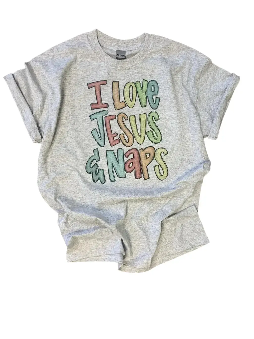 I love Jesus and Naps Colorful on Ash Gray Tshirt or Sweatshirt, Fit, Cotton
