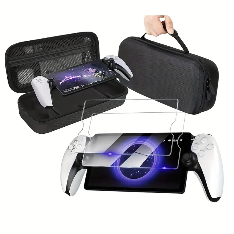Portable Durable Travel Bag Compatible with Ps5 Portal, Large Capacity Handbag, Travel Organizer Bag, Carrying Bag, Lightweight Multifunctional Bag, Includes 2 Screen Protectors, Protective Hard Shell Case, Travel Lightweight Bag