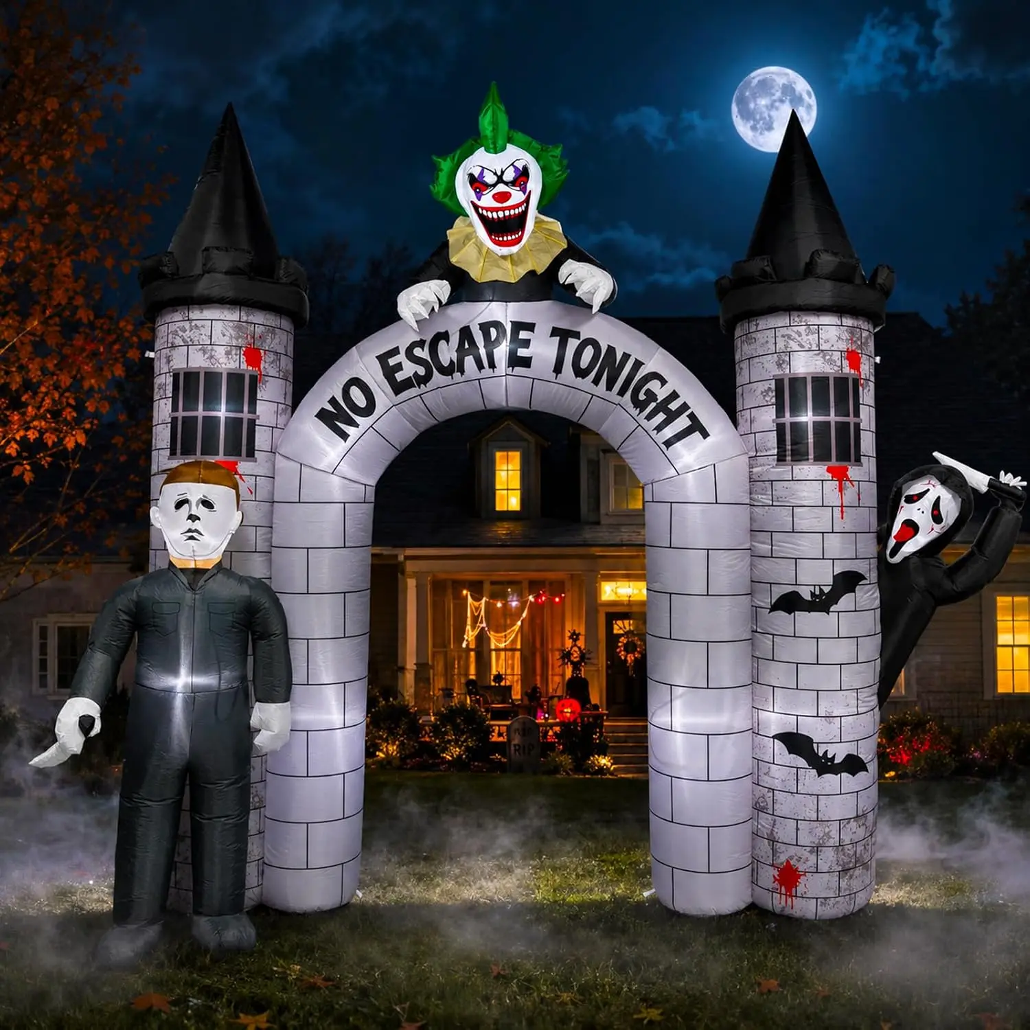 10FT Halloween Inflatables Archway Outdoor, Haunted House Blow Up Arch with 3 Killer Characters, Built-in LED Lights for Yard Garden Lawn Party Decorationsspooky season decor, spooky yard decor, halloween yard decor, halloween gift for him and her, 2026 g