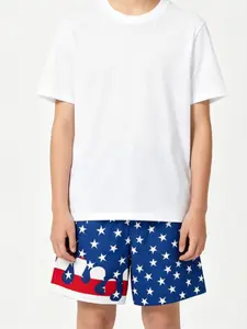 Patriotic Star Print Swim Trunk, Usa Flag Style Quick-Dry Beach Shorts, Elastic Waist Summer Casual Sports Swimsuit