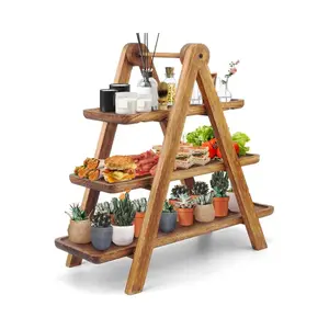 3 Tier Wooden Serving Tray – Farmhouse Cupcake Stand for Party & Table Decor