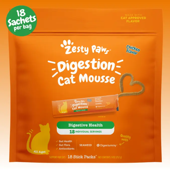 Zesty Paws Digestion Cat Mousse - For Healthy Digestion and Regular Bowel Movements