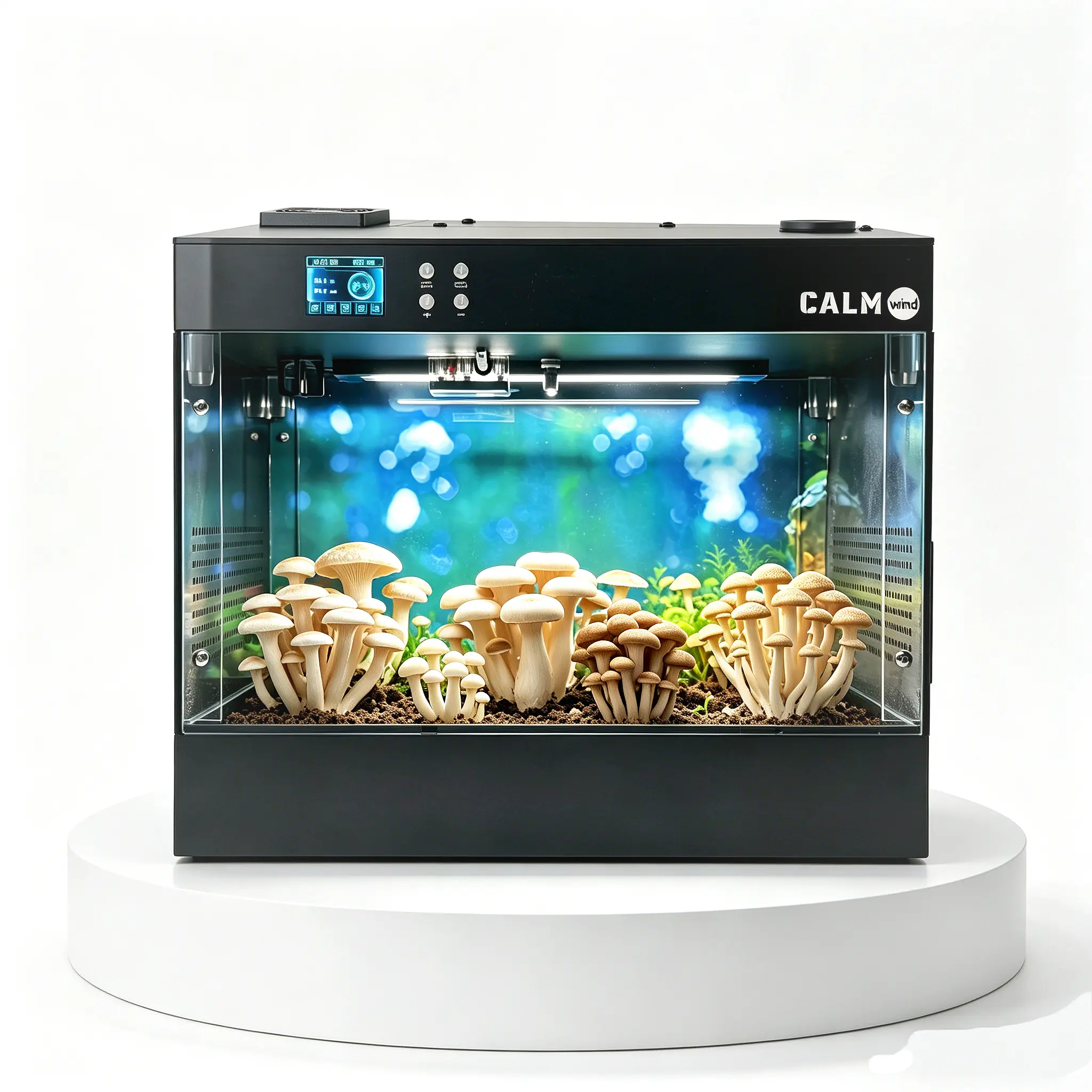 Acrylic Smart Indoor Mushroom Grow Chamber Eco Kit - Fully Automated Indoor Gardening System with 15.7x10.6x13 inches Size, Adjustable Light, Temp & Humidity Monitor, Automatic Humidification, Ventilation