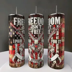 Freedom 20oz Tumbler - Graphic Design, "I Paid for My Freedom," Military Themed, Ideal for Drinkware Use - Bottle tumblers cup