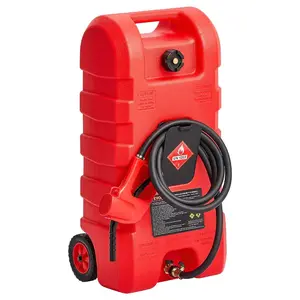 Fathersdaygift VEVOR Fuel Caddy, 15 Gallon, Portable Fuel Tank with Gravity Hand Pump Modes, Fuel Tank Container with Wheels, 10 ft Delivery Hose Manual Pump, Gas Caddy for Motorboats, ATVs, Gasoline Diesel, Gas Fuelingdealsforyoudays