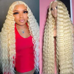 Hotlove Hair 613 Blonde Human Hair Lace Front Wig Deep Wave 13x6 HD Lace Frontal Pre Plucked with Baby Hair Natural Hairline Soft Full 180% Density Silky Smooth No Shedding No Tangle Long Lasting Wig for Women Beginner Friendly