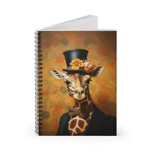 Victorian Giraffe Portrait Journal (Blue Suit)| Spiral Bound High Quality Notebook