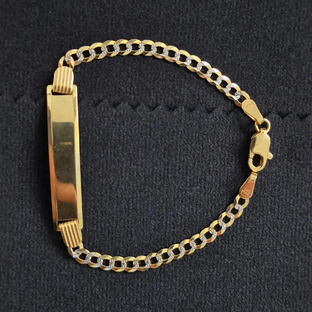 10K Real Gold Cuban Diamond Cut Bracelet All Ages - Free Engraving