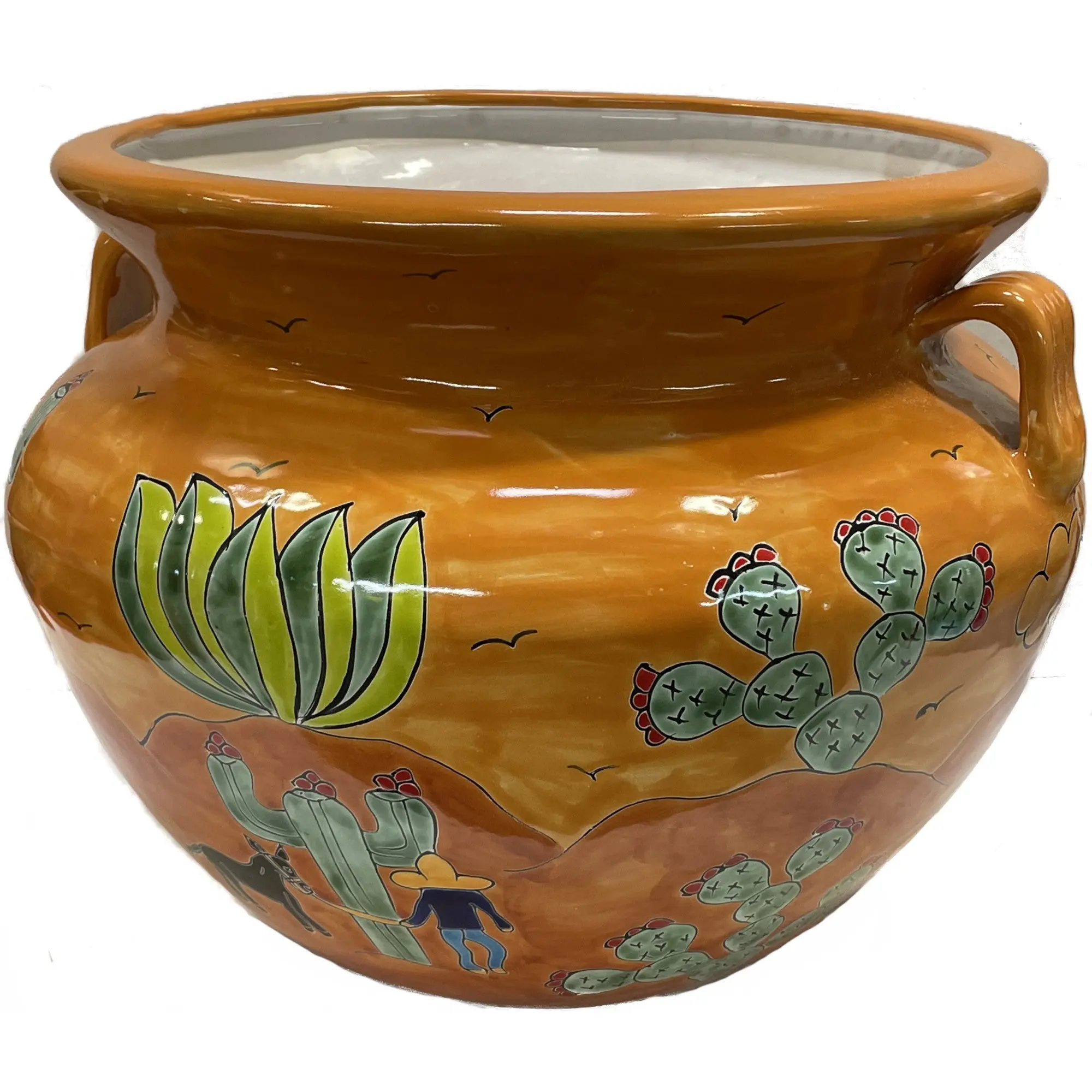 TalaMex Large-Sized Desert Mexican Colors Talavera Ceramic Garden Pot