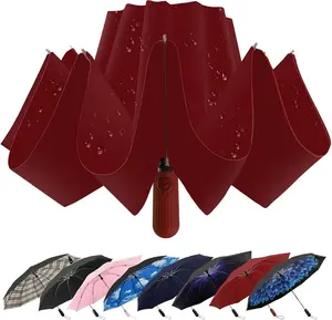Compact Inverted Travel Umbrella, Automatic Open Close, 9-Rib 46 Inch Windproof Umbrella,  UPF 50+, Portable Umbrellas for Men, Women, Travel, and Daily Use
