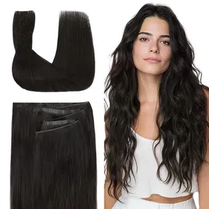 GOO GOO Tape In Weft Hair Extensions,Genius PU Long Weft premium tape wefts,14-24 Inch Real Human Hair Remy Human Hair for Natural Look & Volume