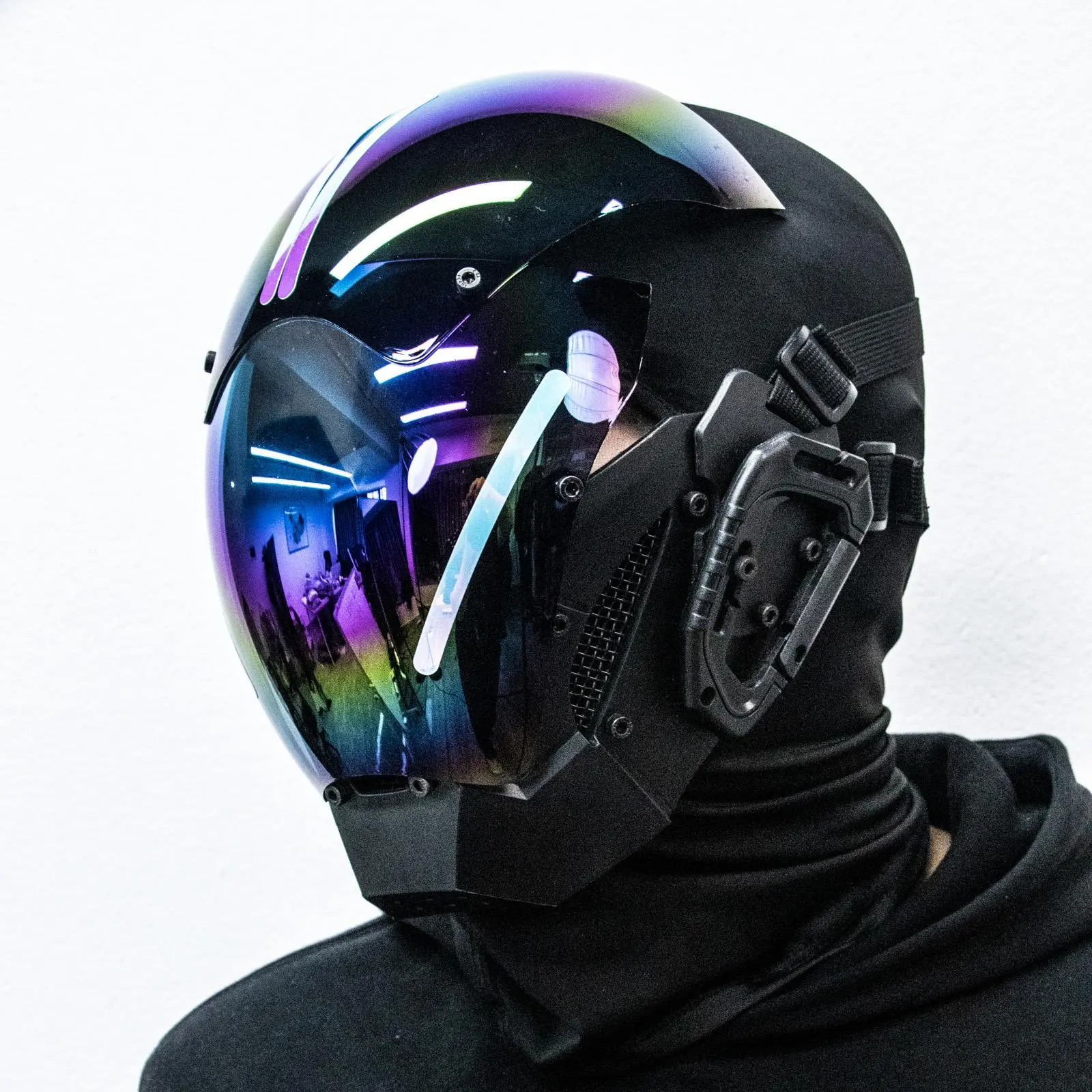 Costribe 2026 Futuristic LED Robot Sci-Fi Mask, Men's Multicam Head Gear for Halloween Cosplay, Men's Accessories & Birthday Gift Ideas MSK1