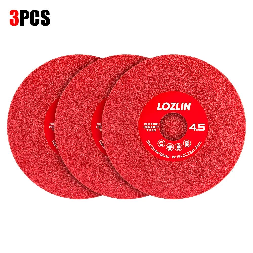 LOZLIN 3PCS 4.5" Diamond Grinding & Cutting Discs – Tile, Porcelain, Granite, Marble & TIG Tungsten Electrode Sharpening – Cut, Grind & Chamfer