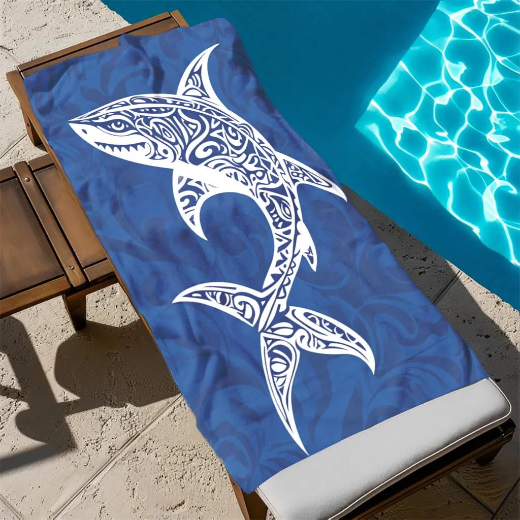 1pc Shark Pattern Beach Towel - Super Absorbent, Lightweight, Quick-Dry, Windproof & Sunscreen, Tropical Style, Machine Washable, Ideal for Beach, Travel, Camping, and Parties, Beach