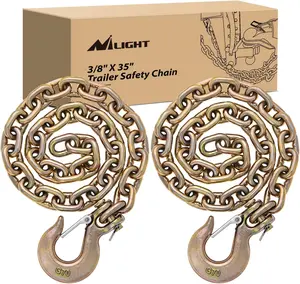 Nilight 3/8" X 35" Trailer Safety Chain 2pcs Grade 70 Towing Chain with Clevis Snap Hooks 26400lbs Break Strength use for Trailer, RV,and Boat Towing and Gooseneck Couplers Heavy Duty Hardware Industrial  dealsforyoudays