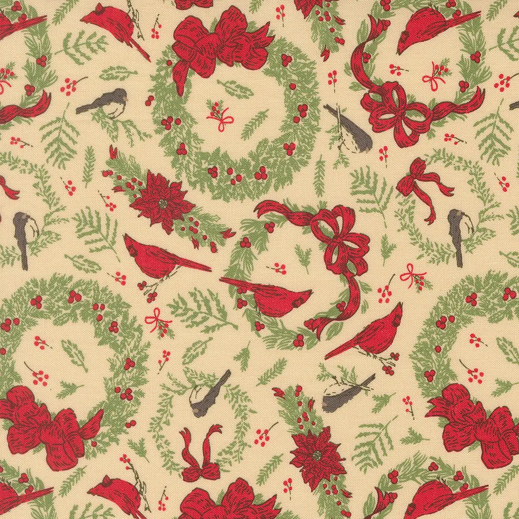 Fabric Moda Natural Deck the Halls Holiday Cheer by the Quarter Yard 20973-11