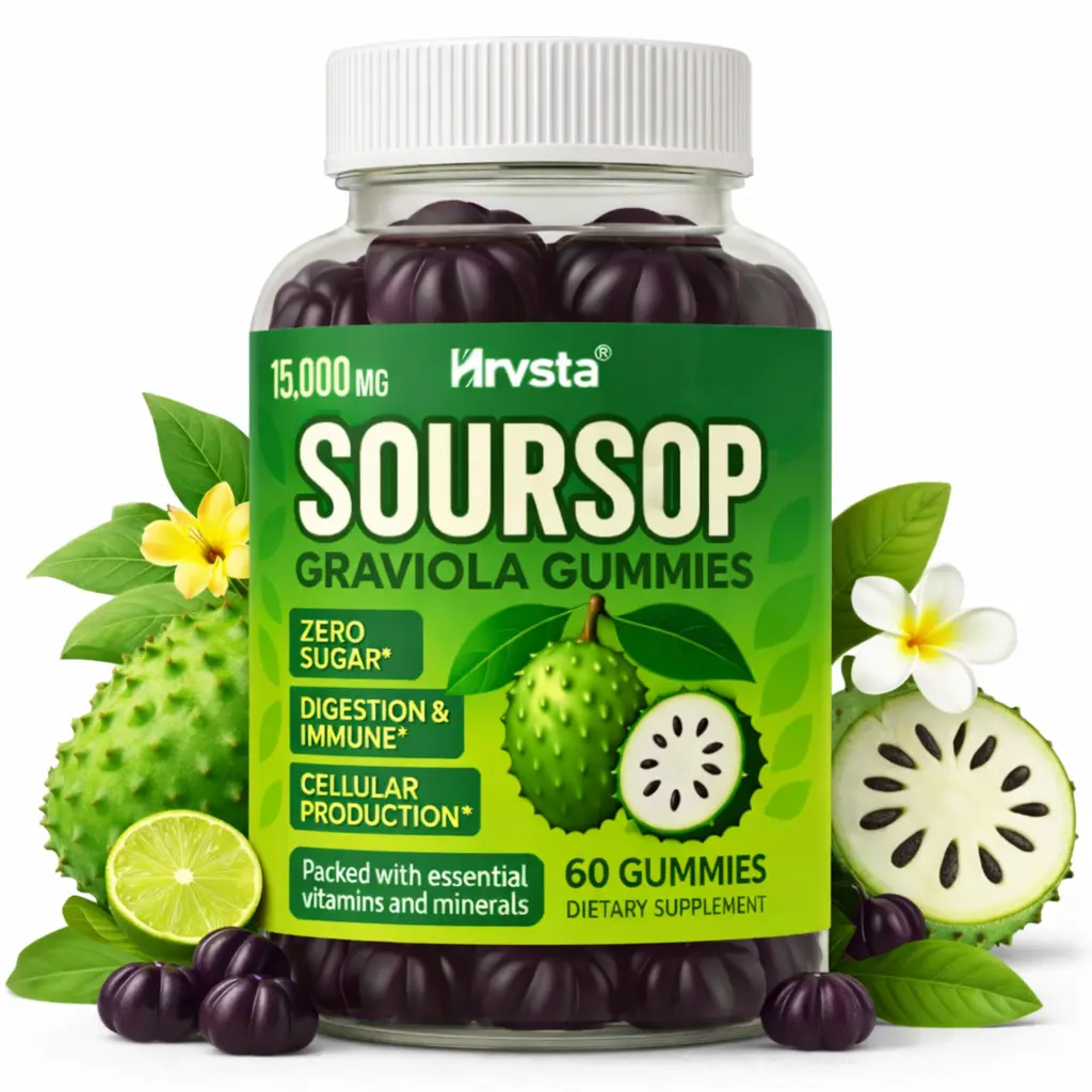 Max-Strength Soursop Graviola Edible Healthcare Gummies, Made with Soursop Leaf Extract, Sea Moss & Turmeric, Sugar-Free, Gluten-Free, Vegan Dietary Supplement for Cell Repair & Immunity Support