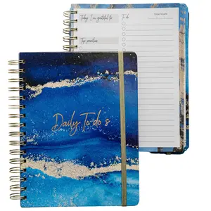 Simplified Daily Planner Notebook with To Do List and Notes- Aesthetic Spiral Hardcover Notepad - Easily Organize Tasks and Appointments - Stylish Book - School Or Office Supplies For Women - Dark Blue