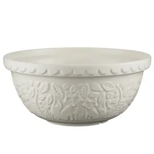 Mason Cash In the Forest S12 (4.25 Qt) Embossed Mixing Bowl | Fox (Cream)