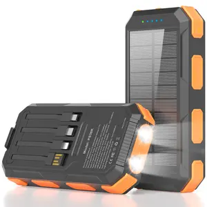 Solar Charger Power Bank 38800mAh-20000mAh, Portable Charger, 4 Cables 3 Ports Fast Charging External Battery Pack with USB C for Cell Phones, Solar Panel Charger with Dual Flashlight for Camping