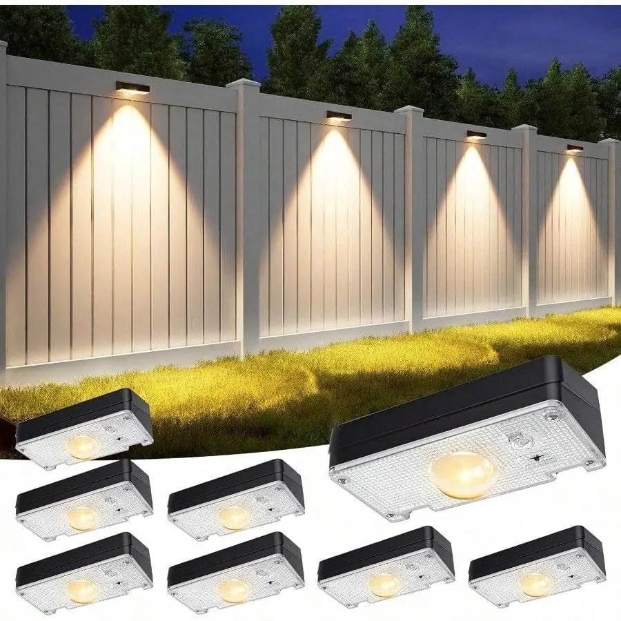Solar Fence Lights Outdoor Waterproof, Fence Lights Solar Powered, 12 RGB Color Modes  Warm White  Cool White, Fence Solar Light Outdoor for Backyard, Patio, Yard, Wall, Deck Ambient Glow Lighting