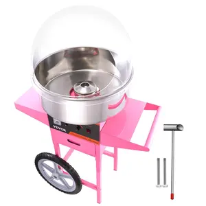 【Summervibes】VEVOR Electric Cotton Candy Machine Cart with Bubble Cover Shield, 1000W Commercial Floss Maker with Stainless Steel Bowl, Sugar Scoop and Drawer, Perfect for Home, Kids Birthday, Family Party, Pink