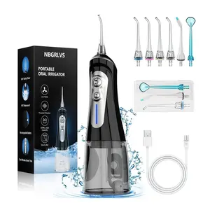 NBGRLVS Water Flosser Teeth Cleaner, 6 Cleaning Model 350ML Tank USB Rechargeable Oral Irrigator, IPX7 Waterproof 6 Modes Irrigate, for Home Travel Adult, 6 Replacement Nozzles