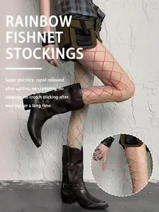 Large Mesh Rainbow Gradient Design, Visual Leg Shape Correction, Bold Style Directly Captures Attention, Perfect for All Occasions